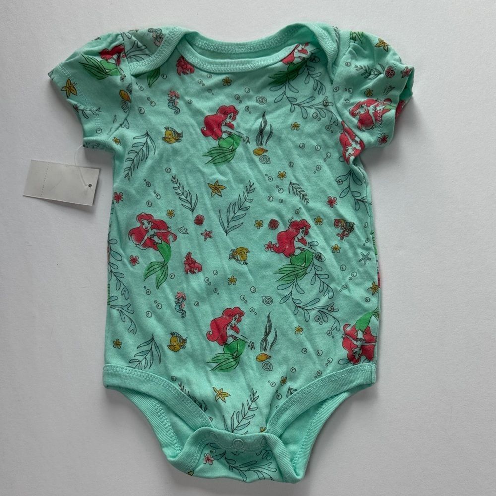 Disney Baby Ariel Sea Green Bodysuit Size 6-9 Months